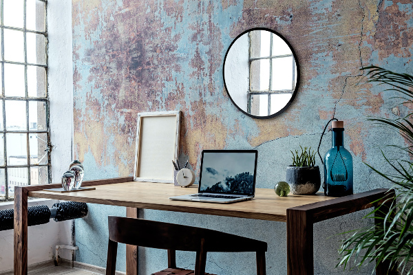 Round black framed bathroom mirror 40 cm