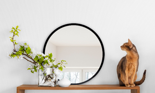 Round black framed bathroom mirror 40 cm