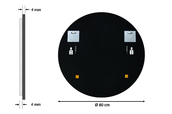 Round bath mirror with black frame 60 cm