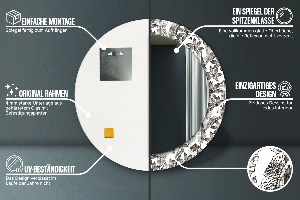 Circle decorative mirror Tropical leaves