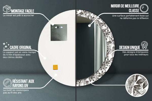 Circle decorative mirror Tropical leaves