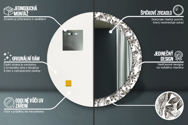 Circle decorative mirror Tropical leaves