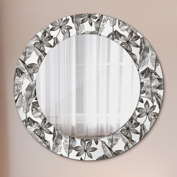 Circle decorative mirror Tropical leaves