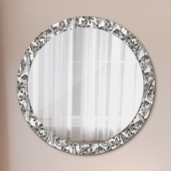 Circle decorative mirror Tropical leaves