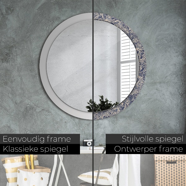 Round printed mirror Flowers