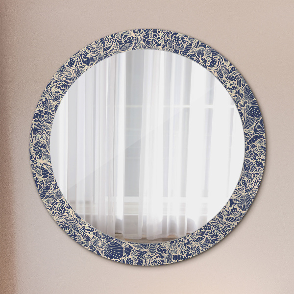 Round printed mirror Flowers