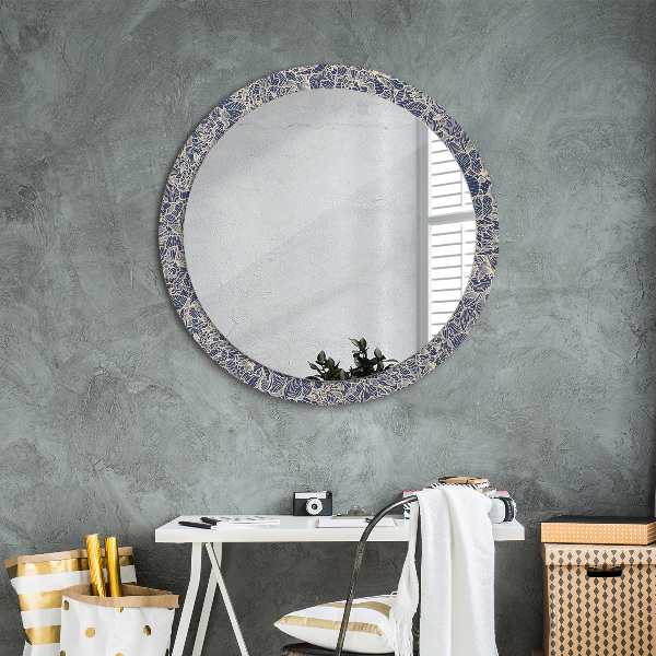 Round printed mirror Flowers