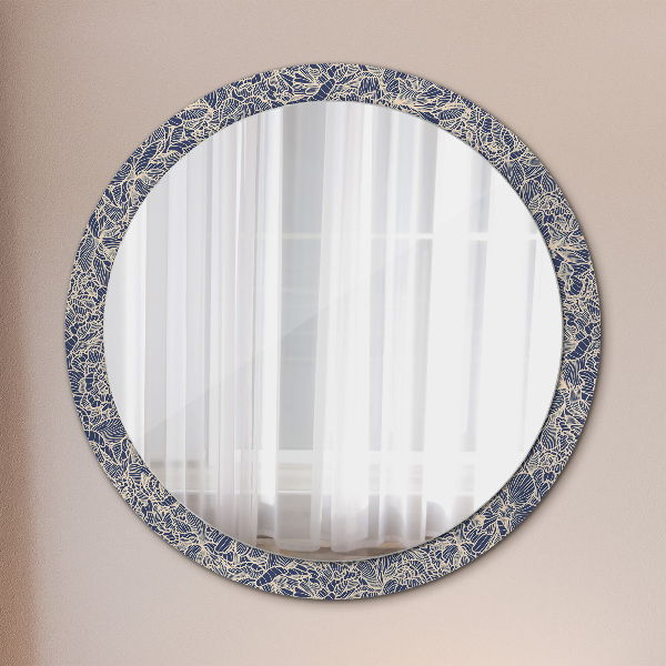 Round printed mirror Flowers