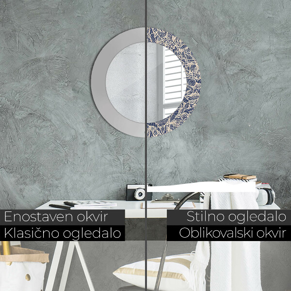 Round printed mirror Flowers