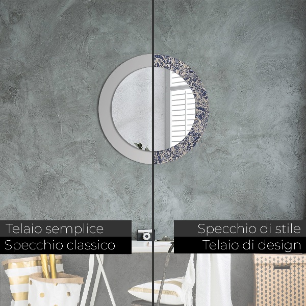 Round printed mirror Flowers