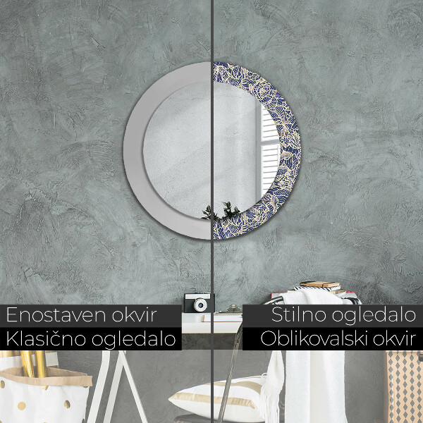 Round printed mirror Flowers