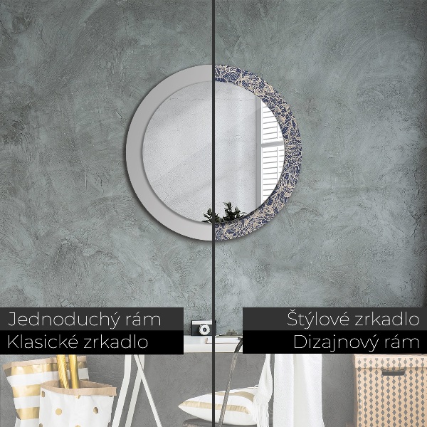 Round printed mirror Flowers