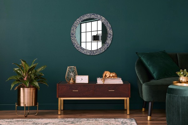 Round printed mirror Flowers