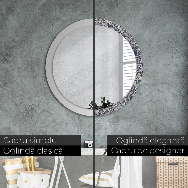 Round printed mirror Flowers