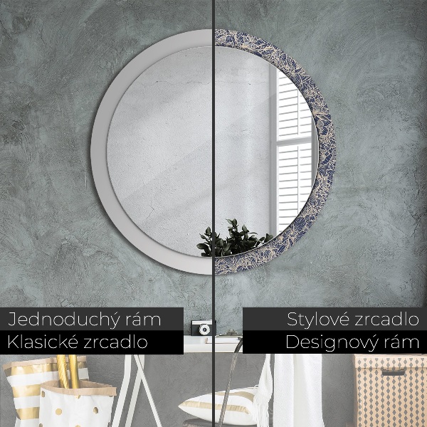 Round printed mirror Flowers