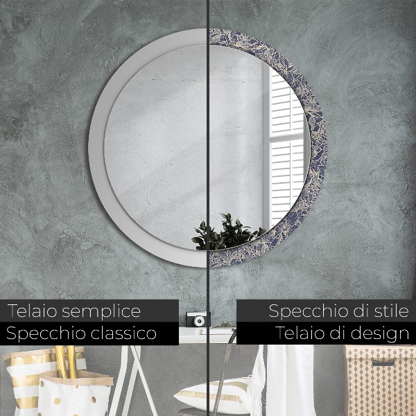 Round printed mirror Flowers