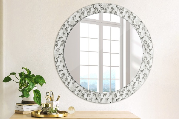 Round printed mirror Tropical tiger