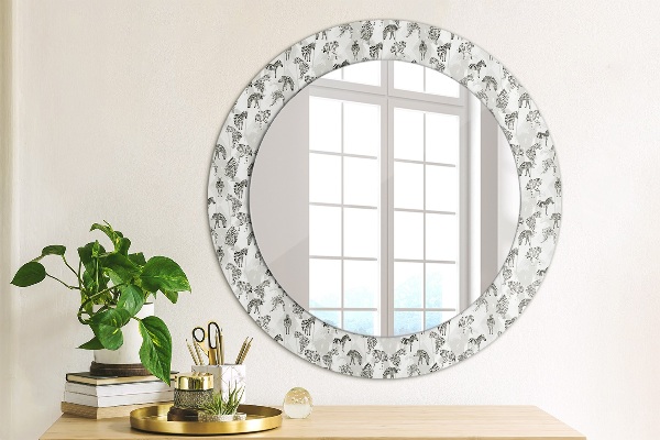 Round printed mirror Tropical tiger