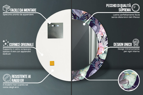 Ornate framed mirror Caps birds