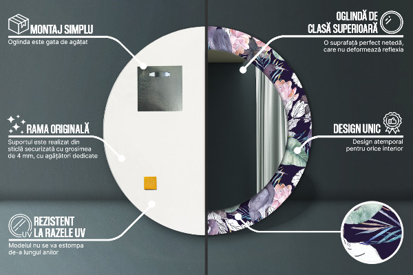 Ornate framed mirror Caps birds