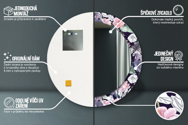 Ornate framed mirror Caps birds