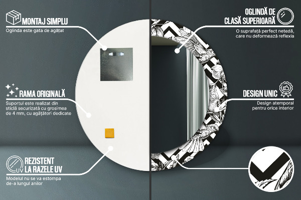 Circle decorative mirror Hummingbird