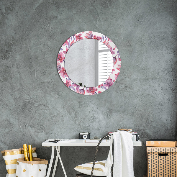Round mirror frame with print Watercolor flowers