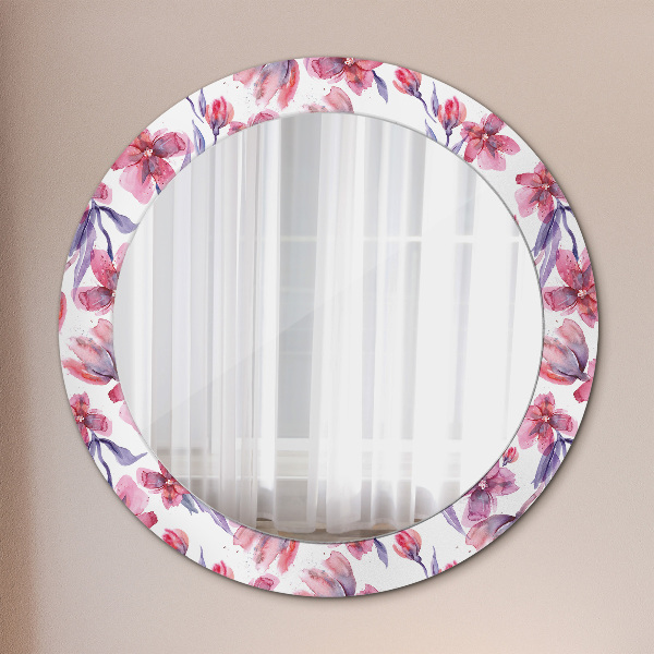 Round mirror frame with print Watercolor flowers