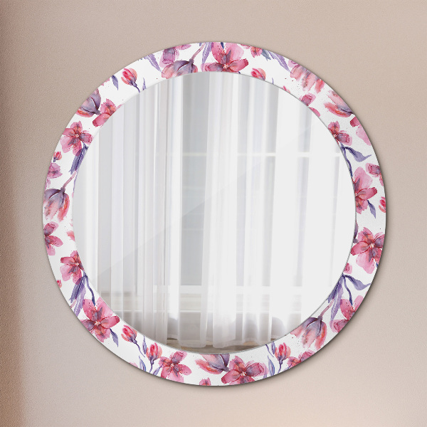 Round mirror frame with print Watercolor flowers