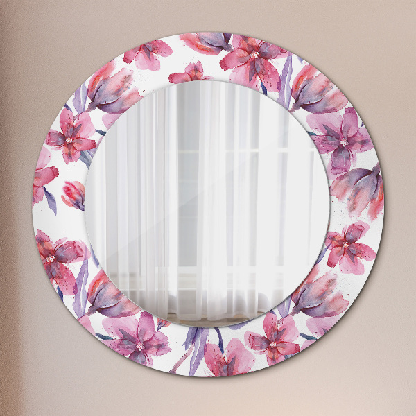 Round mirror frame with print Watercolor flowers