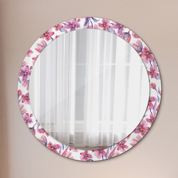 Round mirror frame with print Watercolor flowers