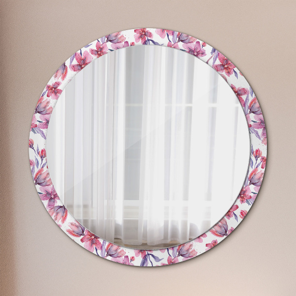 Round mirror frame with print Watercolor flowers