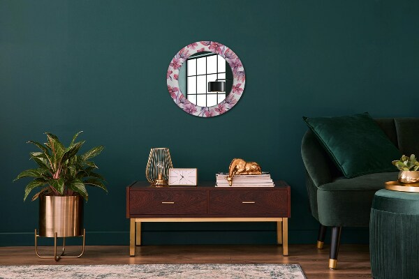 Round mirror frame with print Watercolor flowers