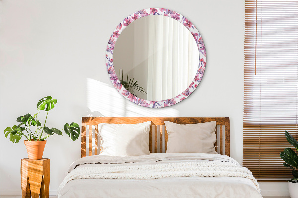 Round mirror frame with print Watercolor flowers