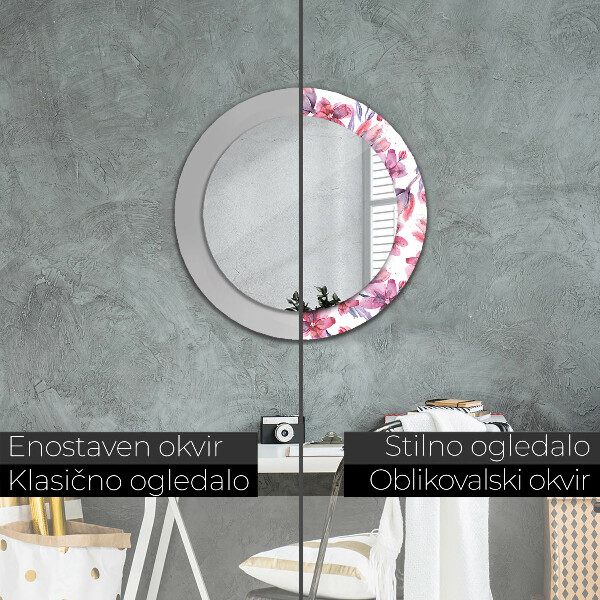Round mirror frame with print Watercolor flowers