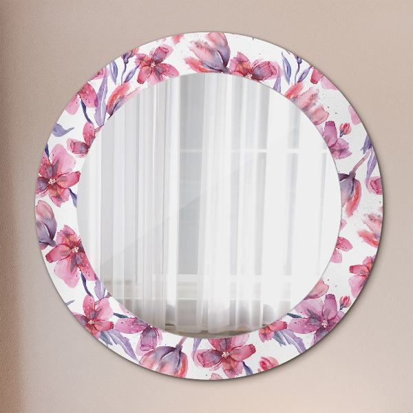Round mirror frame with print Watercolor flowers