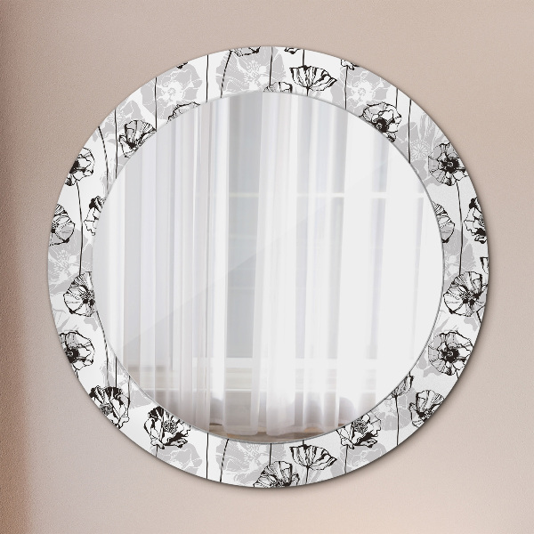 Round wall mirror decor Maki flowers