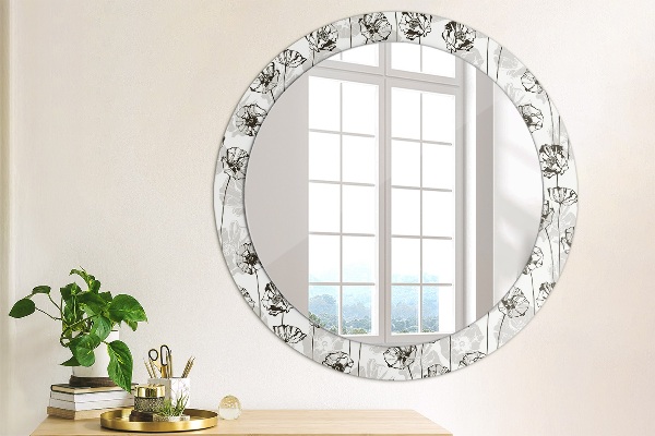 Round wall mirror decor Maki flowers