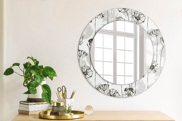 Round wall mirror decor Maki flowers