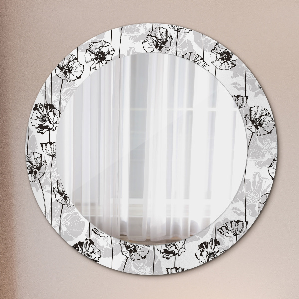 Round wall mirror decor Maki flowers