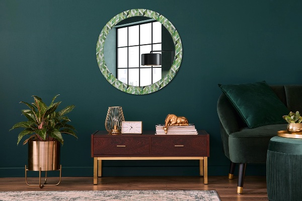 Round wall mirror decor Herringbone