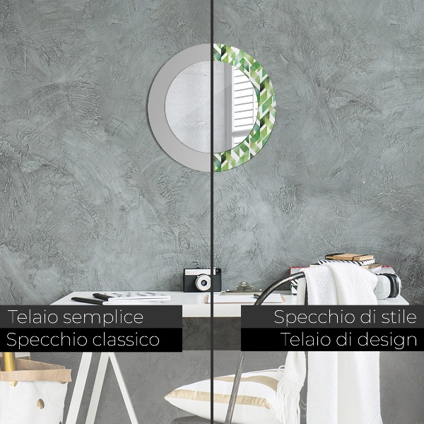 Round wall mirror decor Herringbone