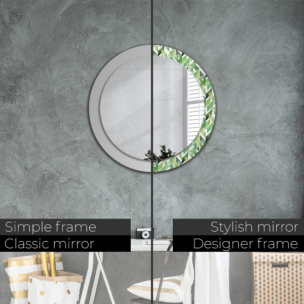 Round wall mirror decor Herringbone