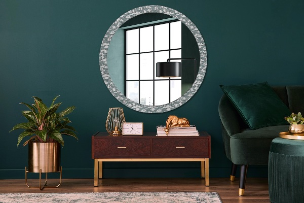 Round mirror frame with print Clouds