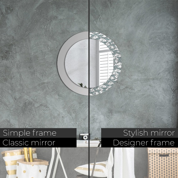 Round mirror frame with print Clouds
