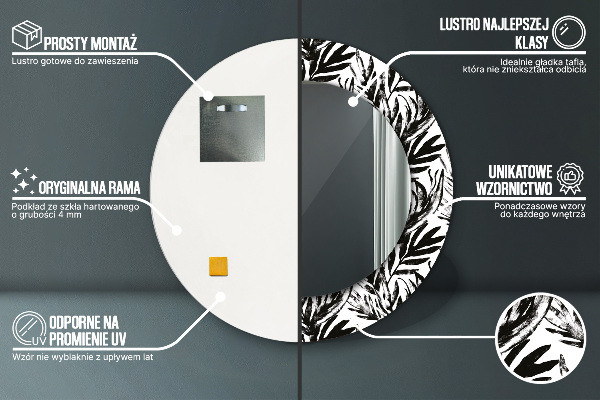 Round mirror frame with print Monster