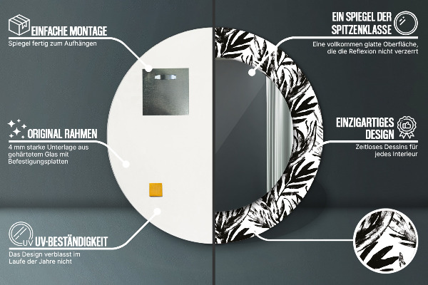 Round mirror frame with print Monster