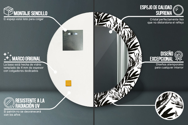 Round mirror frame with print Monster