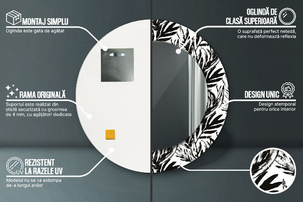 Round mirror frame with print Monster