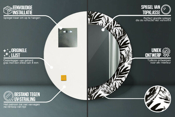 Round mirror frame with print Monster